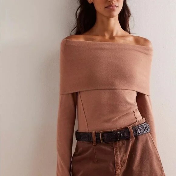 We The Free Tops - Free People We The Free “Iris Layering Top” in Cafe Latte, NWOT